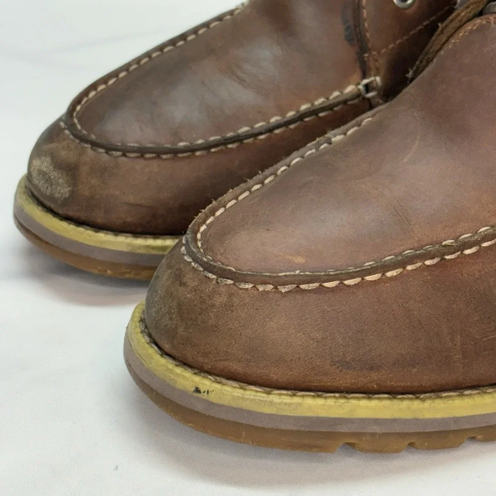 Timberland Redwood Falls Moc Toe Boots Mens 9 Rust Brown Waterproof Leather